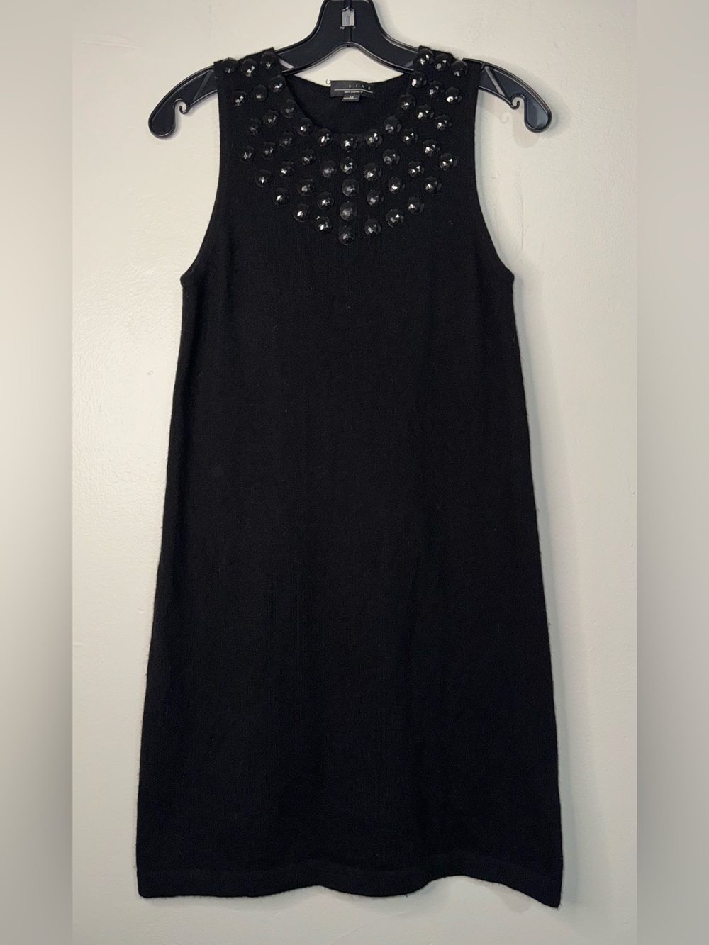 Line 100% Cashmere Sleeveless Black Embellished Shift Dress - Women